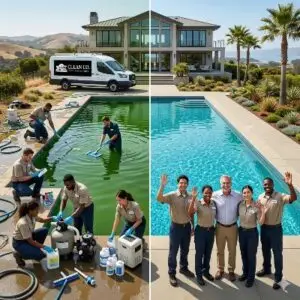 Professional Pool Services for green to clean pool treatment in Fremont CA